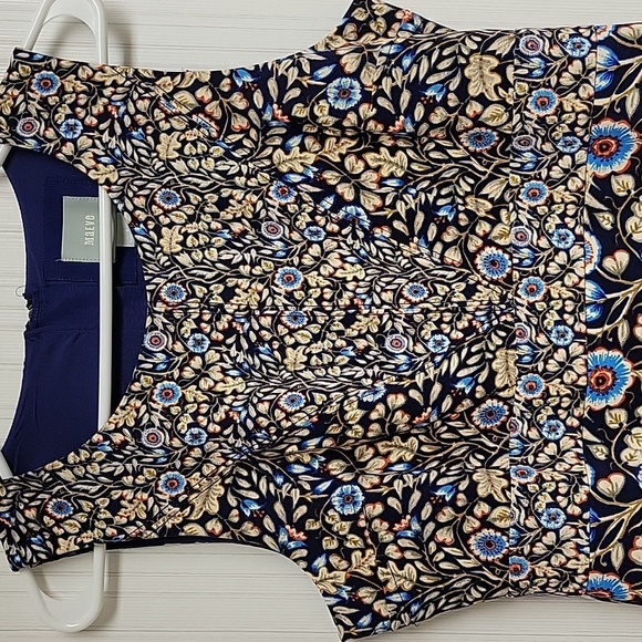 Maeve Brown and Blue Floral Sheath Midi Dress Womens Sz 8 - Picture 3 of 9